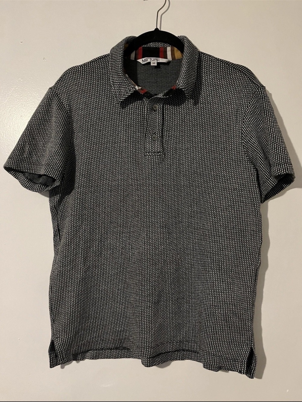 VTG Mr Turk Black & White Textured Polo Shirt - Men's
